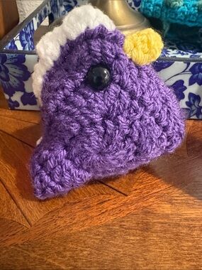 Handmade Crochet Plush Bird in Purple and White